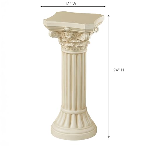 Touch of Class Corinthian Column Pedestal, Ivory Wash, Small, 24" H