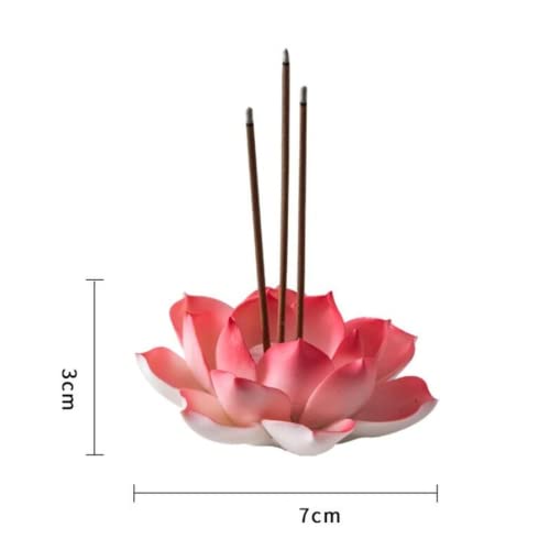 Ceramic Lotus Incense Burner Stick Holder Line Incense Plate with 3 Holes Teahouse Yoga Studios Decorations (Red) - color: Red