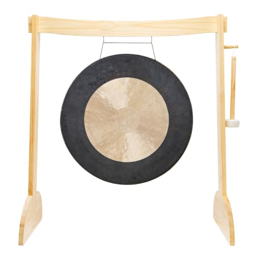 28" to 30" Gongs on the Small Lunaphonic Wood Gong Stand - Includes Gong, Stand, & Mallet/Sturdy, Light, & Portable/Great for Home & Studio - size: 28" Dark Star Gong
