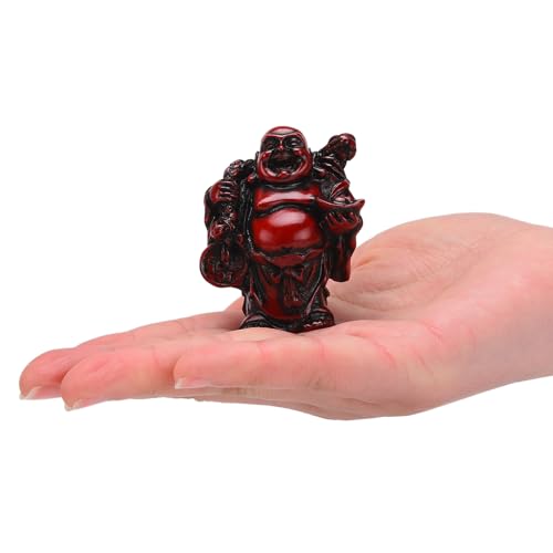 6Pcs 2in Red Resin Laughing Buddha Figurines, Tabletop Lucky Decor - color: 2.5'' Resin Red Set