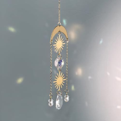 Crystal Suncatcher for Windows - Rainbow Maker Sun Catchers with Prisms Angel Wind Chime Hanging Ornament for Christmas Wedding Garden Home Decor Gift