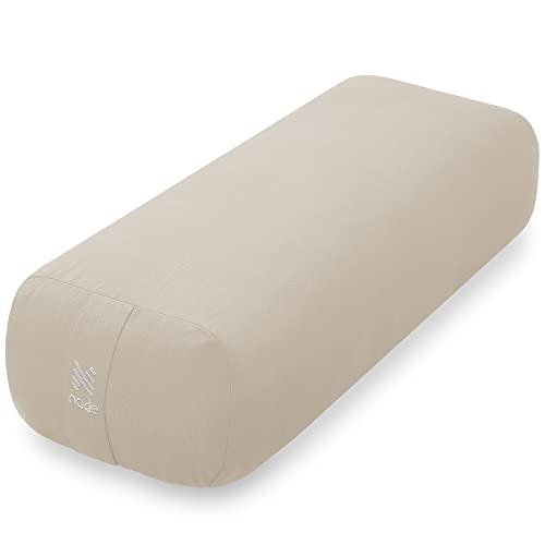 Yoga Meditation Cushion, 25" x 12" Rectangular Bolster with Organic Cotton Cover - color: Natural