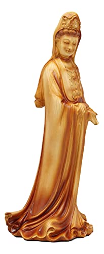 Ebros Bodhisattva Kuan Yin Standing with A Jar of Pure Water Statue 11.5" Tall Goddess Guan Yin Compassion of All Buddhas Figurine Guanyin Faux Wood Resin