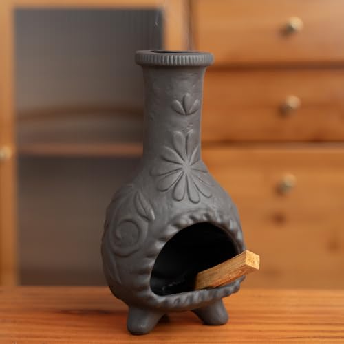 MOUGIGI Elegant Handmade Black Palo Santo Holder–Incense Cone Stick Burner - color: Terracotta -Black Flower Palo Santo Holder