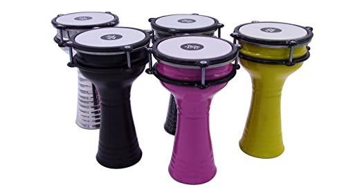 Kids Percussion 10'' Length Aluminum Darbuka, 5.2" Tunable Synthetic Head Doumbek Hand Drum for Kids (Black) - color: Black