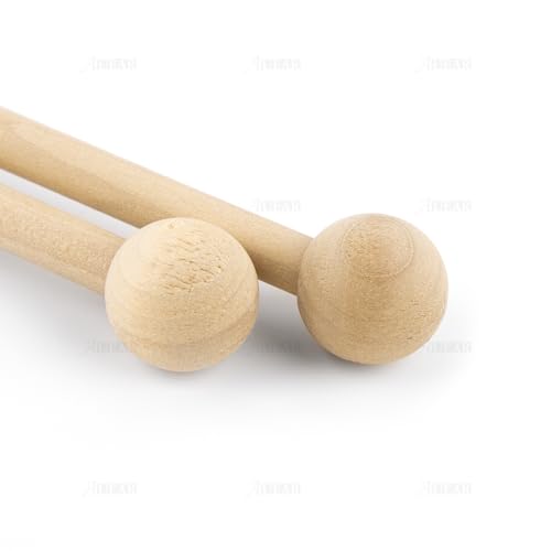 AUEAR, 8 Inch Long Wood Mallets Percussion Sticks for Xylophone Glockenspiel Energy Chime Block and Bells (2 Pack)