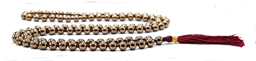 Amazing Gemstone Japa Mala 108 Prayer Beads Necklace and Wrist Mala Bracelet for Meditation - color: Copper Hematite, size: Hand Knotted