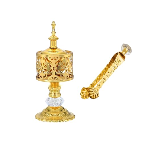Brass-Tone Bakhoor Burner, Middle Eastern Incense Burner