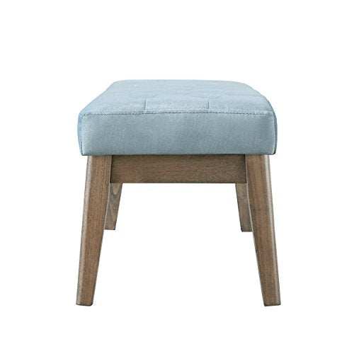 24KF Velvet Upholstered Buttons Tufted Entryway Bench with Solid Wood Leg,Bed Bench Ottoman with Padded Seat,5034-Seaglass - color: Seaglass Velvet, size: Tufted Bench with Solid Wooden Base