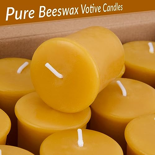 16PCS Beeswax Votive Candles, 12H Burn, Prayer & Memorial, Unscented - color: Raw