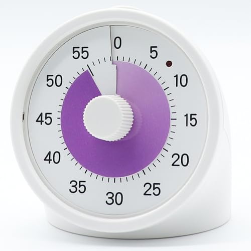 Tiempo Round 60-Minute Visual Analog Timer, Pause Function, 6 Alarm Modes, Magnetic Productivity Focus Desk Timer for Kids, ADHD, Study, Work, Kitchen, Purple - color: Purple