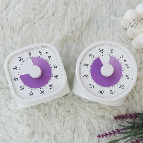 Tiempo Round 60-Minute Visual Analog Timer, Pause Function, 6 Alarm Modes, Magnetic Productivity Focus Desk Timer for Kids, ADHD, Study, Work, Kitchen, Purple - color: Purple