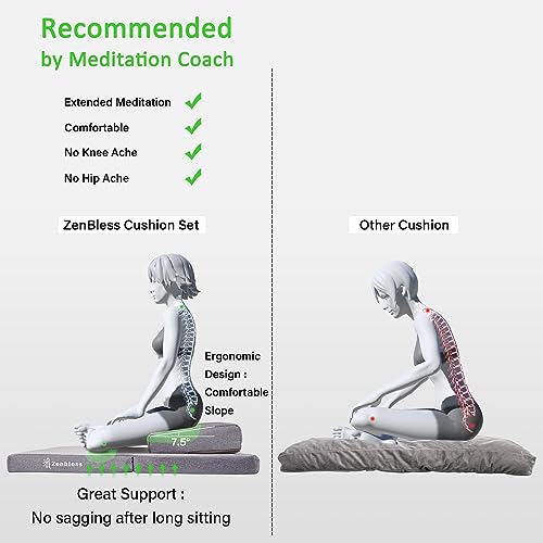 ZenBless Zafu and Zabuton Meditation Cushion Set,Yoga Meditation Floor Pillow,Large Square Meditation Mat and Pillow Set for Sitting on Floor(23.6") - size: Square 23.6"