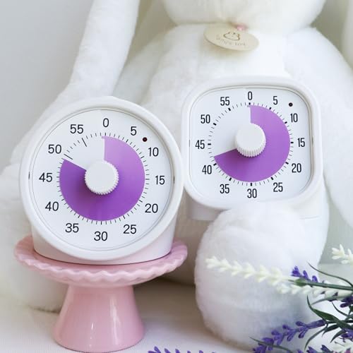 Tiempo Round 60-Minute Visual Analog Timer, Pause Function, 6 Alarm Modes, Magnetic Productivity Focus Desk Timer for Kids, ADHD, Study, Work, Kitchen, Purple - color: Purple