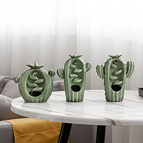 Backflow Incense Burner Holder Cactus Porcelain Waterfall Gift Set