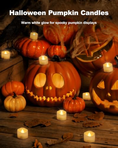 Homemory 50-Pack Flameless Tea Lights Candles Battery Operated, 200+ Hours - color: Warm White Glow – White Body, size: Pack of 50