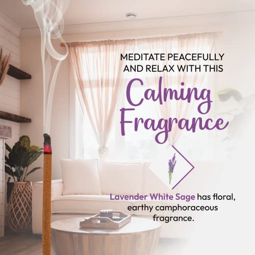 Sacred Element's Lavender & White Sage Masala Incense Sticks – Calming Aromatherapy Blend for Meditation, Relaxation & Cleansing – Perfect Fall or Housewarming Gift – 15g Pack (Total 100+ Sticks)