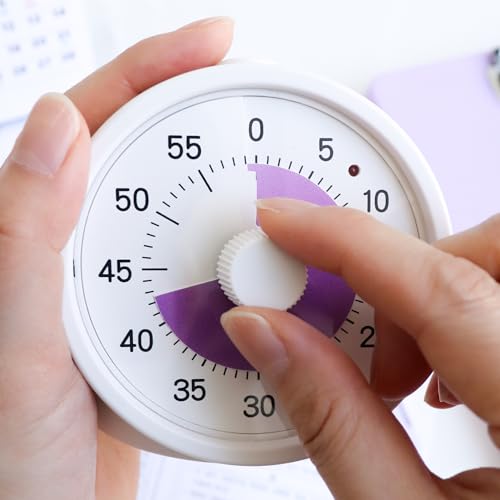 Tiempo Round 60-Minute Visual Analog Timer, Pause Function, 6 Alarm Modes, Magnetic Productivity Focus Desk Timer for Kids, ADHD, Study, Work, Kitchen, Purple - color: Purple