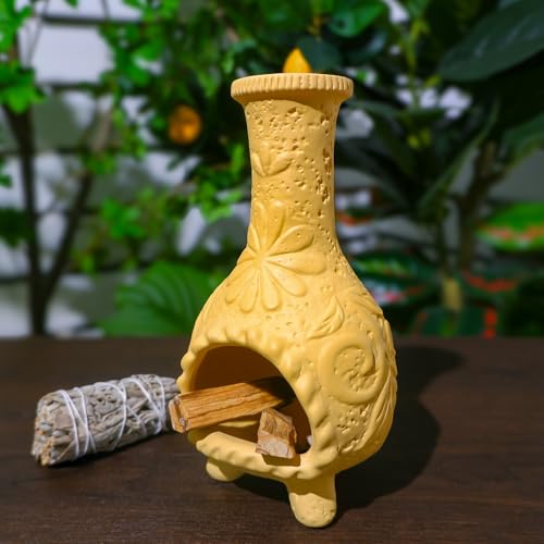 Yellow Floral Palo Santo Chiminea,Smudge Stick-Incense Cones Burner Holder - color: Flower Palo Santo Holder-yellow