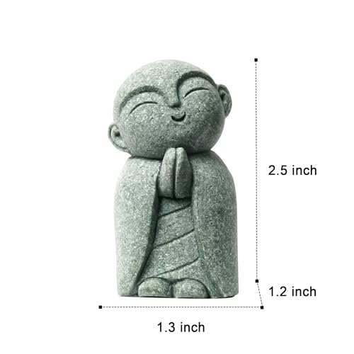 OwMell Japanese Jizo Monk Buddha Statue Figurine Aquarium Garden Decor - color: Tilt Smile Stone
