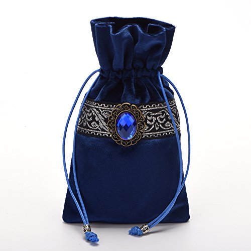 BLESSUME Square Velvet Altar Tarot Table Cloth and Pouch Dark Blue - color: Dark Blue