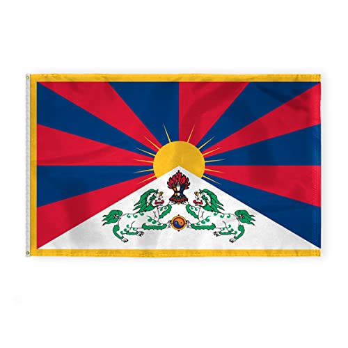 AGAS Tibet Flag 5x8 ft 200D Nylon 6 Needle Lock Stitched Fly Hem Never Rust Brass Grommets Big Size Tibetian Flag - color: 5x8 ft Nylon Flag