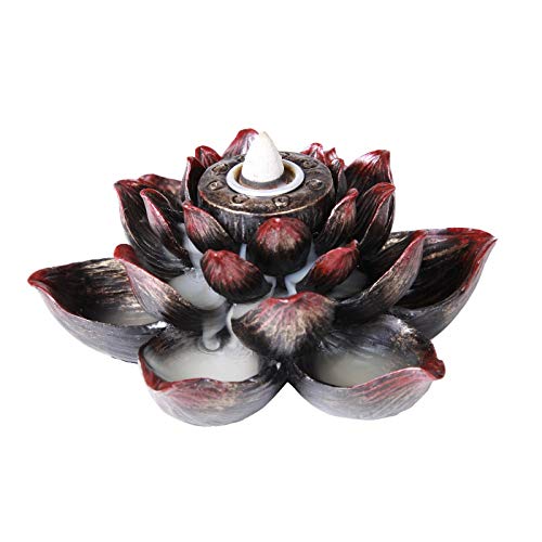 Pacific Giftware Meditation Use Auspicious Lotus Shape Back Flow Cone Incense Burner Holder Infuser