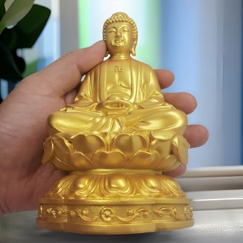 Resin Shakyamuni Buddha Statue 6" (Gold Color) - color: 6" Gold