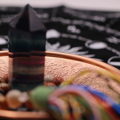 Copper Offering Prayer Ritual Bowl - Carving Moon Phase Brass Decorative Plate Great for use Smudging, Incense Burner Holder,Candle Dish, Ash Catcher,Jewelry Dish,Keys Basket - style: Three Moon Phase