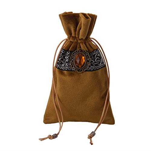 BLESSUME Witch Square Velvet Divination Altar Tarot Table Cloth and Pouch Dark Yellow - color: Dark Yellow