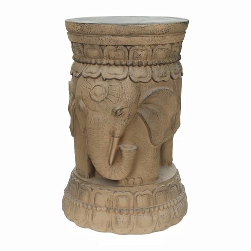 ZOEJADE Maharajah Elephant Lotus Statue Good Luck Garden Stool Side Table