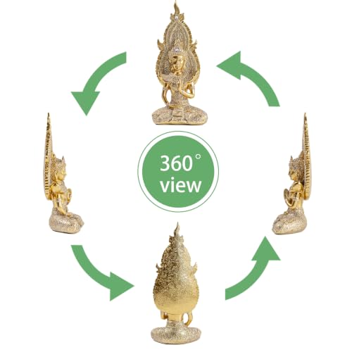 Buddha Statue, Golden, 7.87in Resin