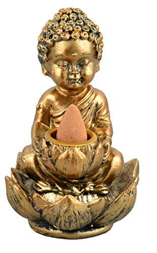 Fantasy Gifts Buddha Backflow Incense Burner–4 Inch Ceramic Fountain Holder for Meditation, Yoga, Aromatherapy & Home Décor – Peaceful Buddha Design Incense Cone Holder for Relaxation & Spiritual Gift