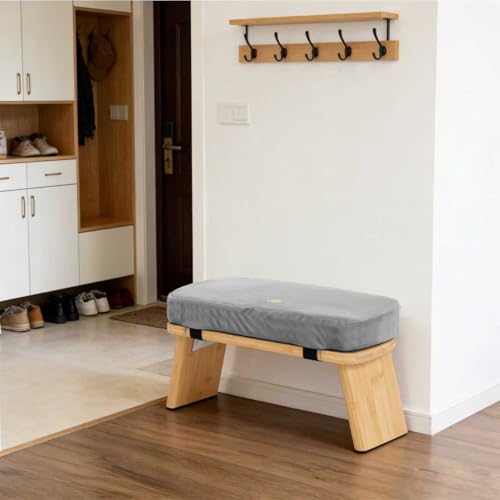 Bamboo Meditation Bench, Foldable Prayer Stool (Grey) - color: Grey
