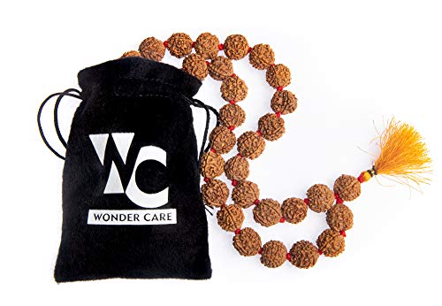 Wonder Care Authentic Rudraksh Mala-5face- Genuine Himalayan Rudraksha Seeds Religious Ornament Rosary Japa Mala Necklace Prayer Mala Healing Beads - color: 54+1 beads-10pc