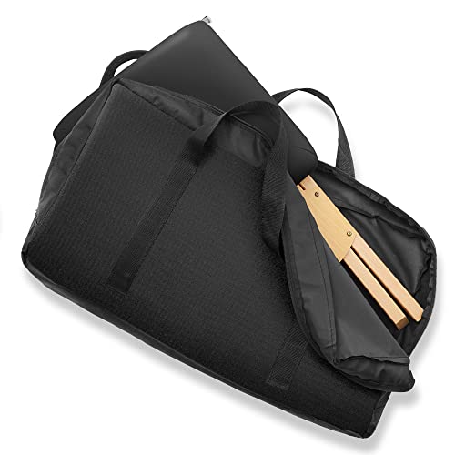 Saloniture Wood Folding Massage Stool with Carrying Case, Black - color: Black