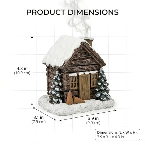 Log Cabin Incense Burner, Christmas Village Houses Incense Burner, Resin Home Incense Cone Burner with 2 Incense Cones, Aromatherapy Diffuser Home Tabletop Decorations