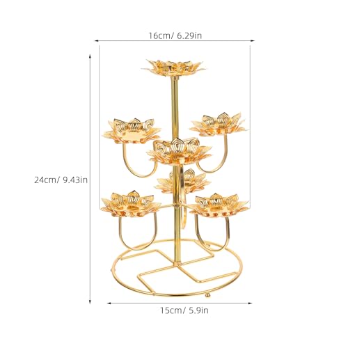 COHEALI Lotus Candle Holder Set Metal Butter Lamp Base for Buddhist Altar Temple Candle Holder Decorative Candleholder for Home D Cor 2-Pack 11.81 X 5.90 X 9.64 in