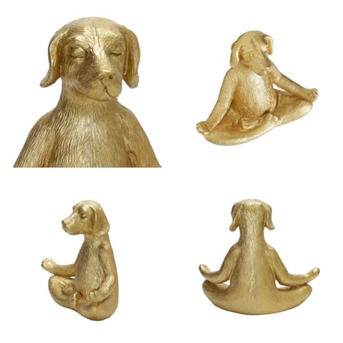 Leheybia Meditation Statue Dog Yoga Pose Figurine Home Decor for Decoration (Golden)
