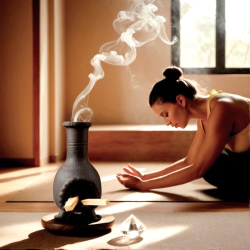 Sage & Palo Santo Sticks Holder for Incense Cones,Tabletop Incense Burner - color: Mexican Palo Santo Holde-black