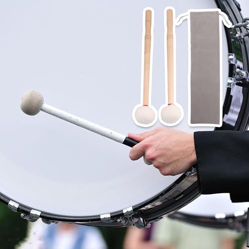 Lovermusic Length 33.5cm Timpani Stick Felt Mallet with Wood Handle Drum Accessories Pack of 2