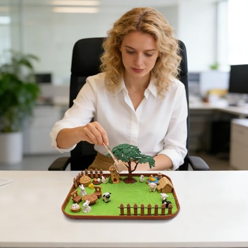 31 Pcs Zen Garden Kit for Desk,Sand Zen Garden Gifts Mini Sandbox Set with Wooden Tray & Rake,Japanese Gift Set for Relaxation, Office Desk Decor