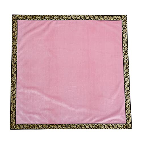 BLESSUME Wicca Square Altar Tarot Table Cloth for Reading with Card Pouch 24.4 * 24.4 inch (Pink 2) - color: Pink 2