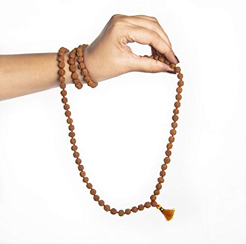 Wonder Care Authentic Rudraksh Mala-5face- Genuine Himalayan Rudraksha Seeds Religious Ornament Rosary Japa Mala Necklace Prayer Mala Healing Beads - color: 8mm-10pc