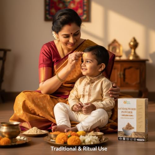 Herbs Botanica Chandan Sandalwood Powder Natural 227gm / 8 oz For Skin, Face Pack, Face Mask, Worship Tilak, Auspicious Occasions 100% Natural, Soothing, Cleansing, Wrinkles