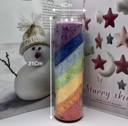 7 Chakra Devotional Prayer Candle in Glass Jar | 90-Hour Burn Time | Rainbow Candle for Religious Ceremonies, Memorials, Party Decor, Gifts, and Favors, Unscented, Pure