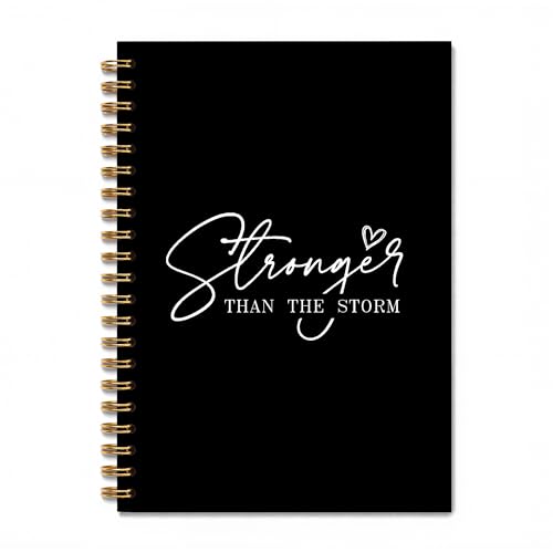Stronger Than The Storm Inspirational Spiral Notebook Journal for Writing, Inspirational Motivational Positive Gift Journal for Women Teens, 5.5 x 8.3 Inches(Black - color: 24Child