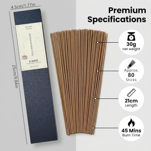 Benzoin Incense Sticks - Natural Vanilla Scent 30g (80 Sticks)