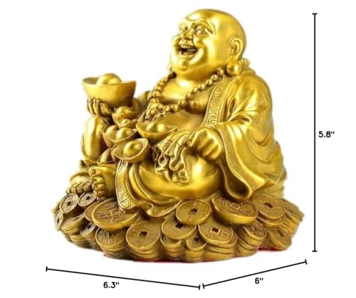 SMRTHMRT Feng Shui Decor Laughing Buddha Statue Maitreya Figurine Carrying Money Bag Happy Buddha for God Luck Brass Sculptures Home Decorations (Large) - size: Large