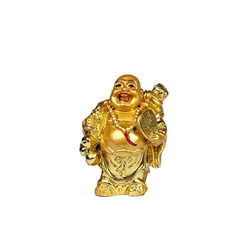 BRABUD Resin Laughing Buddha Figurines 2.5’’Height Gilting Buddha Statue Big 6 Set Gold - color: 2.5''resin Red Lips Set